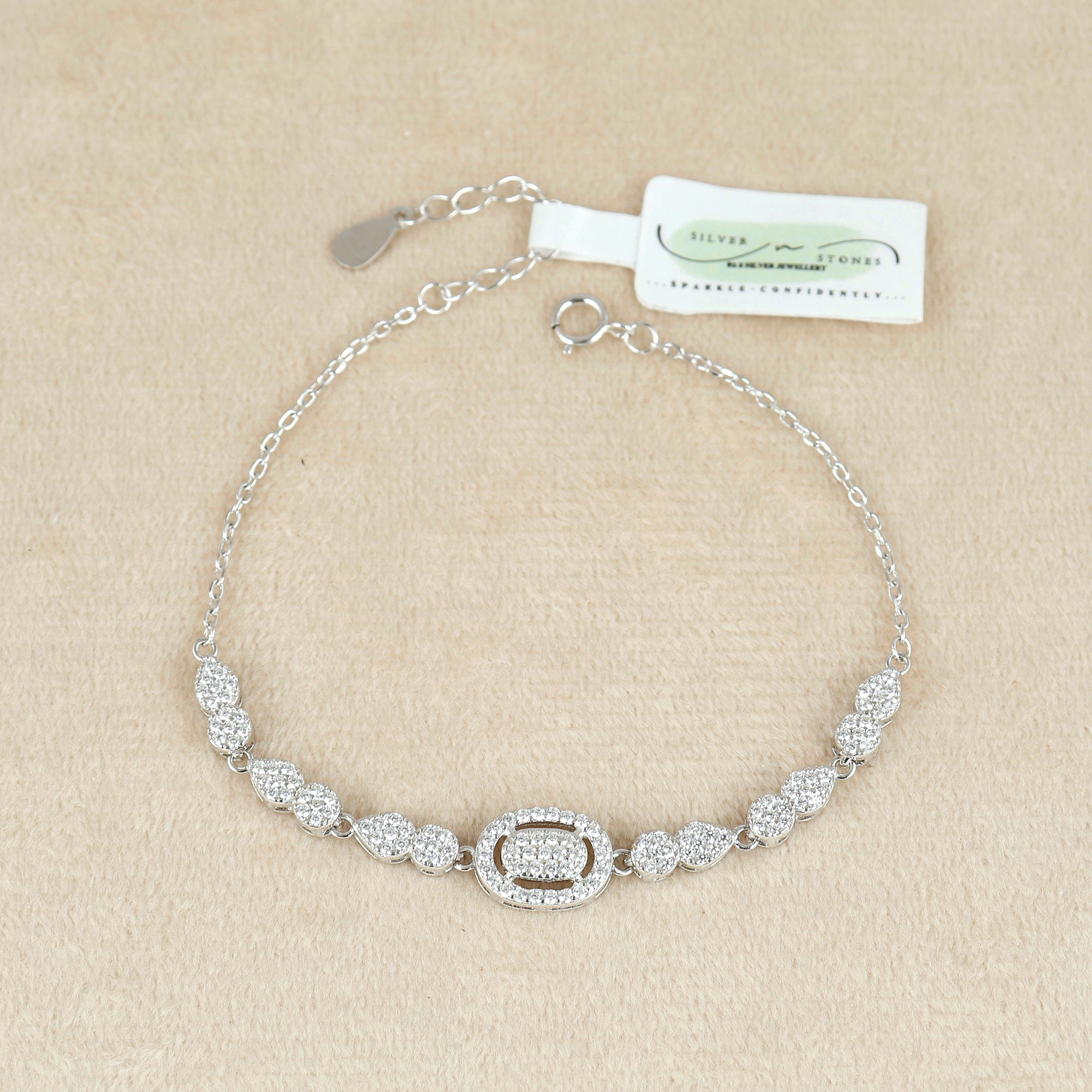 Moonlit Dazzle Party wear Silver Bracelet