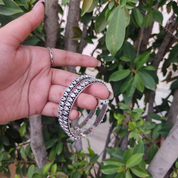 Cubic Zirconia Oval Shape Stone Silver Bangle