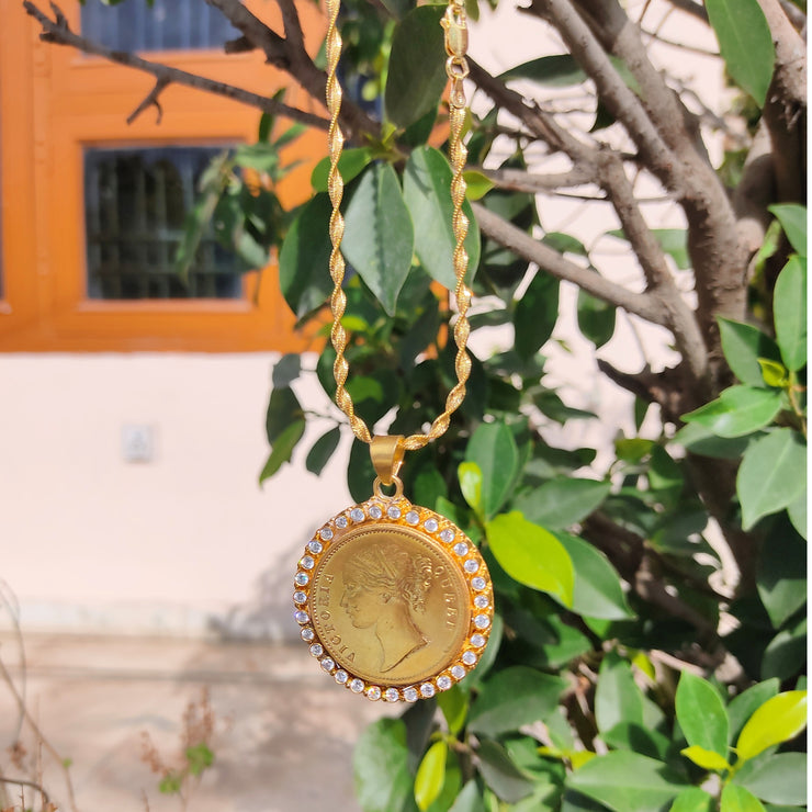Queen’s Grace Gold Plated Silver Coin Pendant