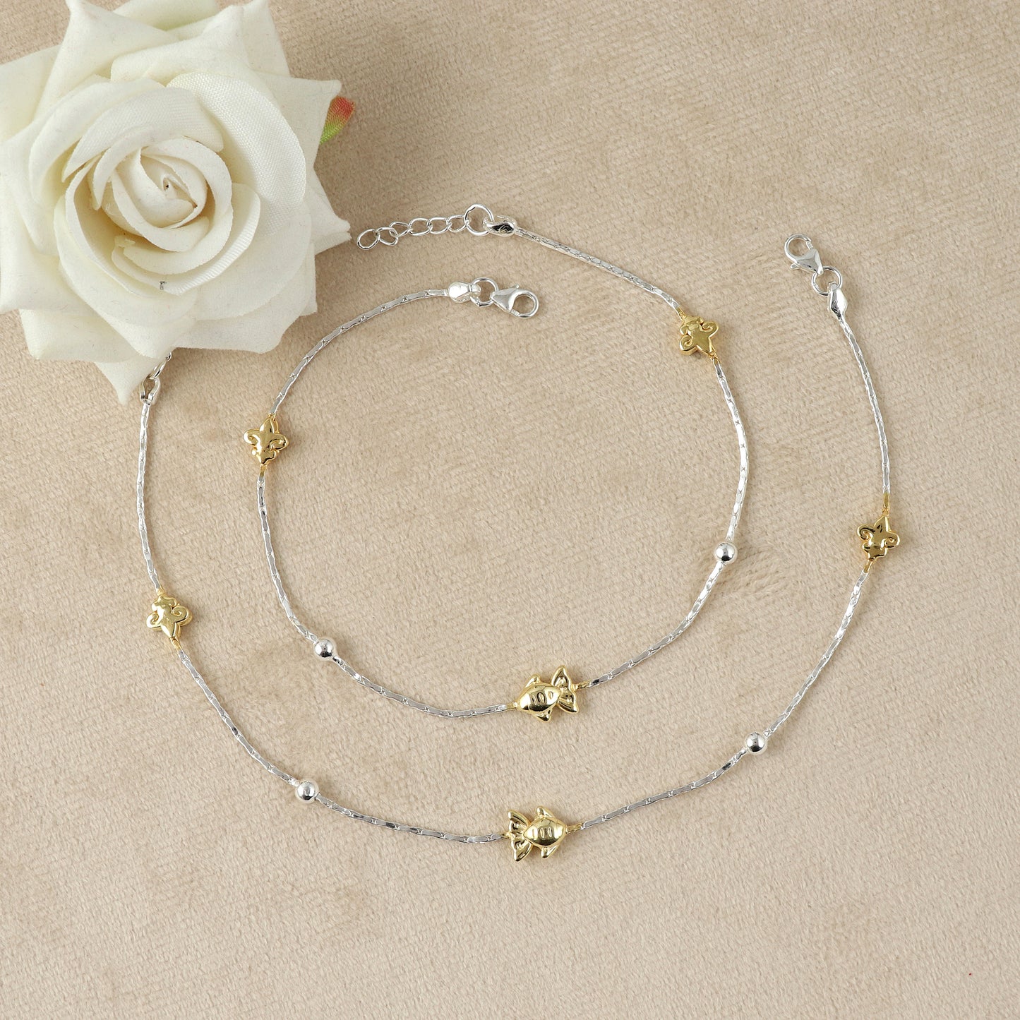 Ocean Bloom Silver Anklet