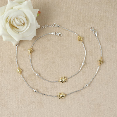 Ocean Bloom Silver Anklet