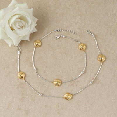 Regal Orb Silver Anklets